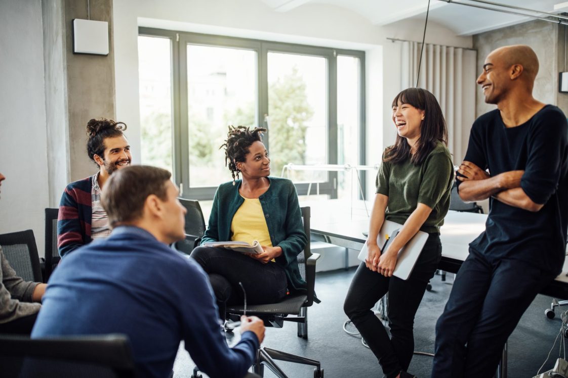 Small business team working on AI projects